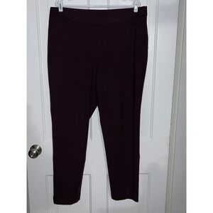 J Jill Ponte Slim Leg Pants Womens XL Burgundy Plum Viscose Blend